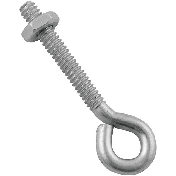 National Hardware 3/16 In. x 2 In. Zinc Eye Bolt with Hex Nut Pack of 20