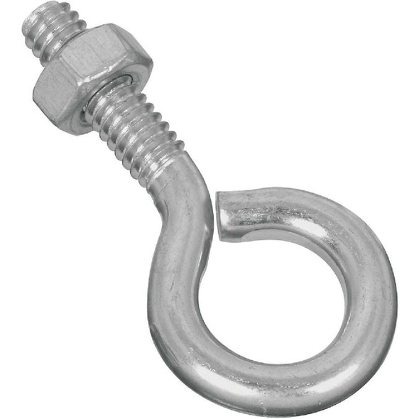 National Hardware 1/4 In. x 2 In. Zinc Eye Bolt with Hex Nut N221-085 Pack of 20