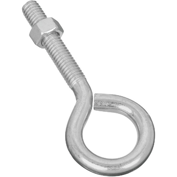 National Hardware 3/8 In. x 4 In. Zinc Eye Bolt with Hex Nut N221-267 Pack of 10