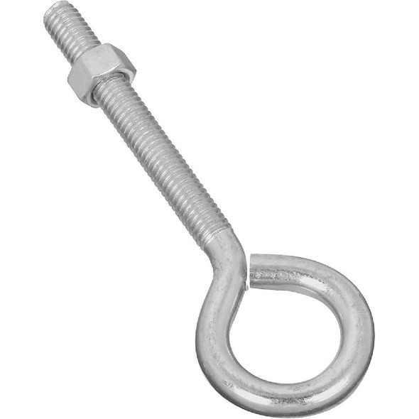 National Hardware 3/8 In. x 5 In. Zinc Eye Bolt with Hex Nut N221-275 Pack of 10