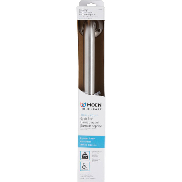 Moen Home Care 18 In. Exposed Screw Grab Bar, Stainless Steel LR7518 434833