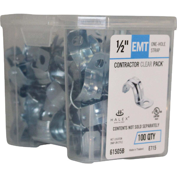 Halex 1/2 In. Click-On EMT 1-Hole Conduit Strap (100-Pack) 61505B