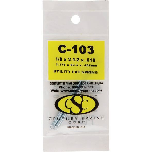 Century Spring 2-1-2 In. x 1-8 In. Extension Spring (2 Count) C-103 748560