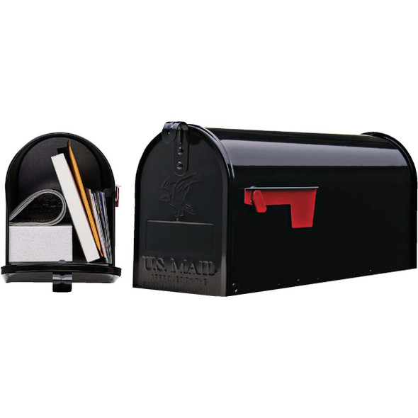Gibraltar Elite Series T1 Black Steel Rural Post Mount Mailbox E1100BAM