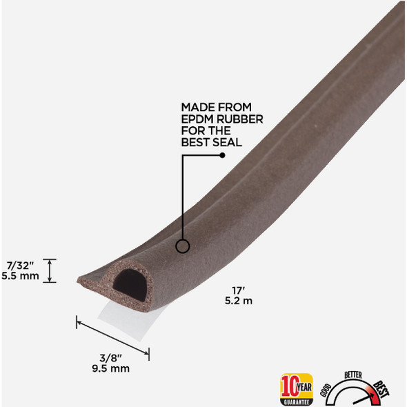 M-D Building Products 7/32 In. x 3/8 In. x 17 In. Brown Premium Rubber Window Seal for Small Gaps