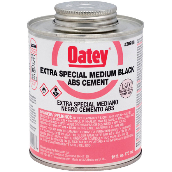 Oatey 16 Oz. Medium Bodied Black Extra Special ABS Cement 30918