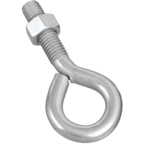 National Hardware 1/2 In. x 4 In. Zinc Eye Bolt with Hex Nut N221-309 Pack of 10