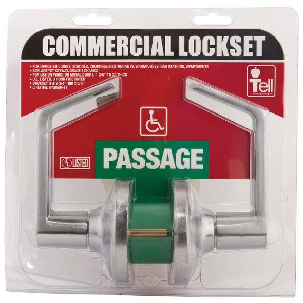 Tell Commercial Satin Chrome Passage Door Lever CL100013 243825
