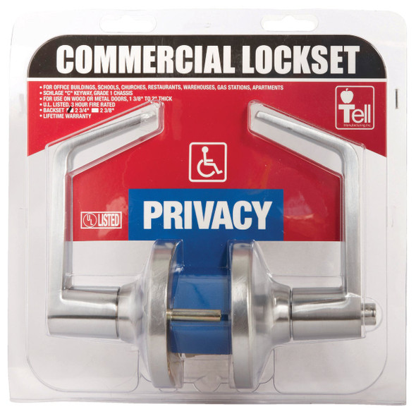 Tell Satin Chrome Privacy Door Lever  CL100016 243833