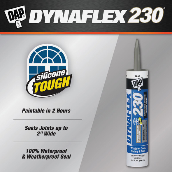 Dap Dynaflex 230 10.1 Oz. 100% Waterproof Window, Door, Siding & Trim Elastomeric Sealant, Gray