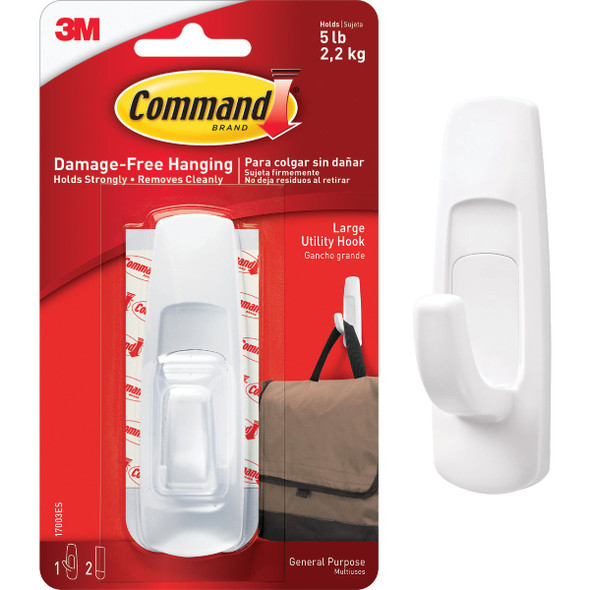 Command Large Utility Hook, White, 1 Hook, 2 Strips 17003ES