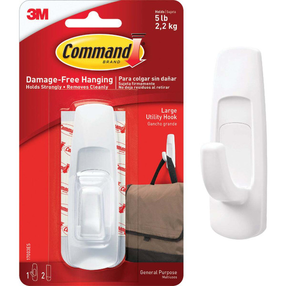 Command Large Utility Hook, White, 1 Hook, 2 Strips 17003ES