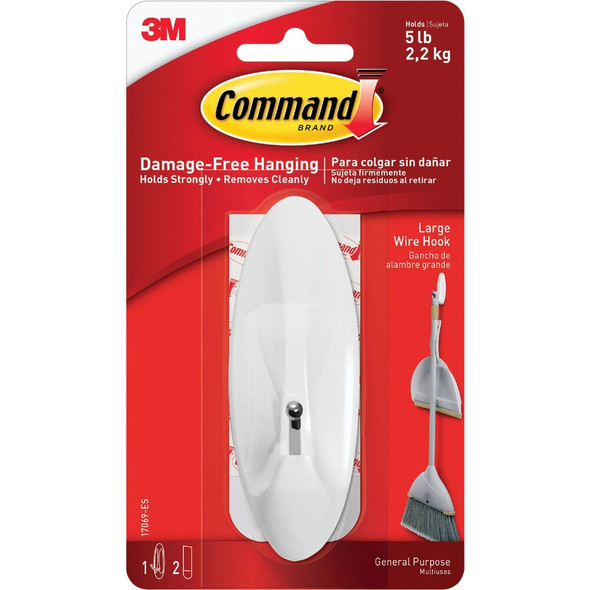 Command Large Wire Hook, White, 1 Hook, 2 Strips 17069ES 608006