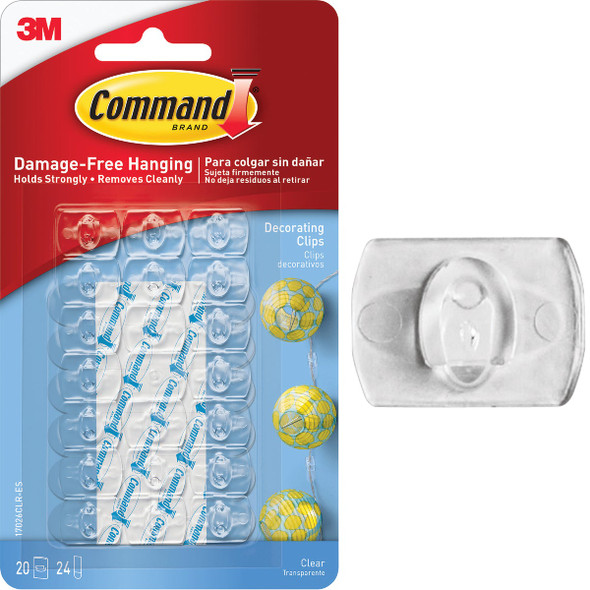 Command Clear Decorating Clips, 20 Clips, 24 Strips 17026CLR-ES-20PK