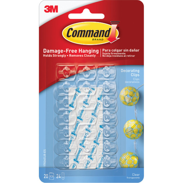 Command Clear Decorating Clips, 20 Clips, 24 Strips 17026CLR-ES-20PK 601771
