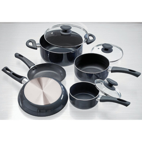 Ecolution Elements Black Non-Stick Aluminum Cookware Set (8-Piece) Ecolution Elements Black Non-Stick Aluminum Cookware Set (8-Piece)