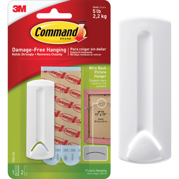Command Wire-Backed Picture Hanger, White, 1 Hanger, 2 Strips 17041ES