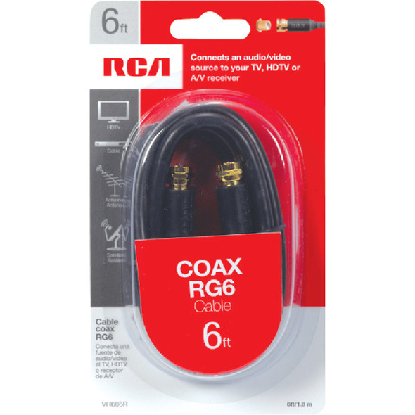 RCA 6 Ft. Black Digital RG6 Coaxial Cable VH606R