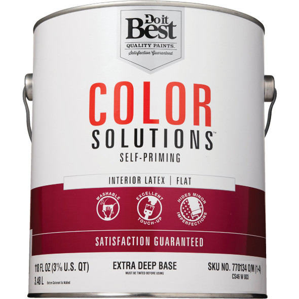 Do it Best Color Solutions Latex Self-Priming Flat Interior Wall Paint, Extra Deep Base, 1 Gal.