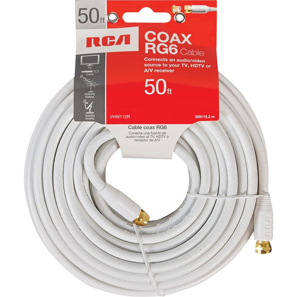 RCA 50 Ft. White Digital RG6 Coaxial Cable VHW112R 535273