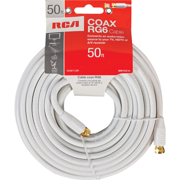 RCA 50 Ft. White Digital RG6 Coaxial Cable VHW112R 535273