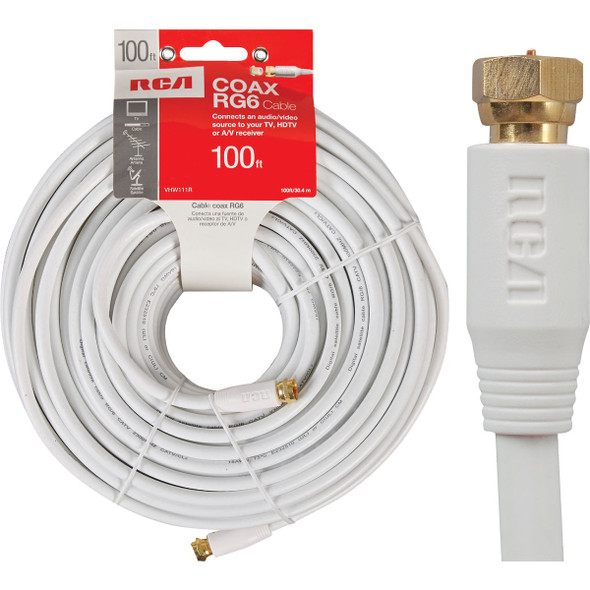 RCA 100 Ft. White Digital RG6 Coaxial Cable CVHW111R