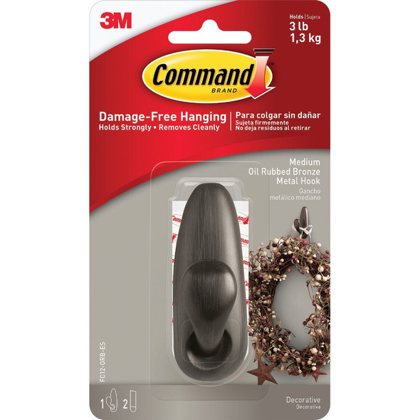 Command Medium Forever Classic Hook, Oil Rubbed Bronze, 1 Hook, 2 Strips FC12-ORB-ES 602119