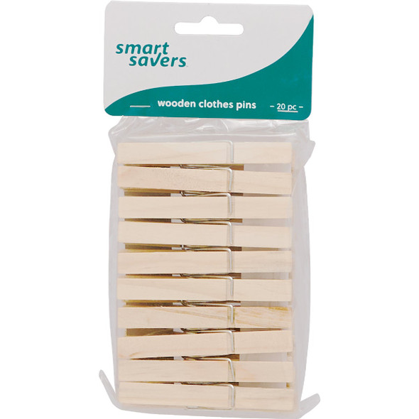 Smart Savers Spring Wood Clothespins (20-Pack) HH001-20 Pack of 12