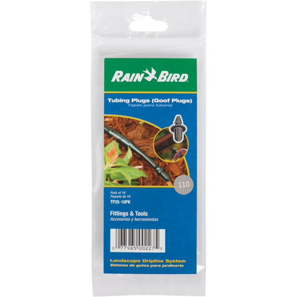 Rain Bird 1/4, 1/2 In. Tube Barbed Hose Plug (10-Pack) TP25/10PS