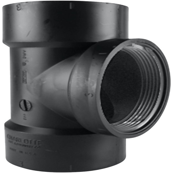 Charlotte Pipe 3 In. Hub x Hub x FIP Test ABS Cleanout Tee ABS 00445  1000HA