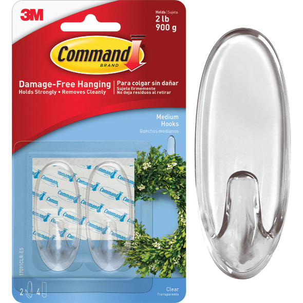 Command Clear Medium Hooks, 2 Hooks, 4 Strips 17091CLR-ES