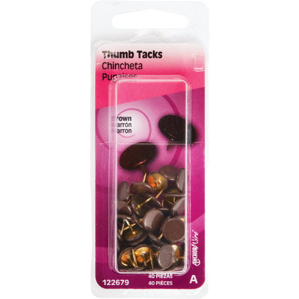 Hillman Anchor Wire Brown 23-64 In. x 15-64 In. Thumb Tack (40-Count) 122679 714016