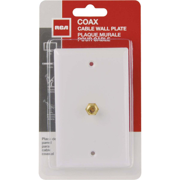 RCA White Single F-Connector Coaxial Wall Plate VH61R1