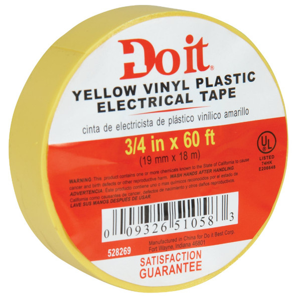 Do it General Purpose 3-4 In. x 60 Ft. Yellow Electrical Tape 528269 Pack of 5 528269