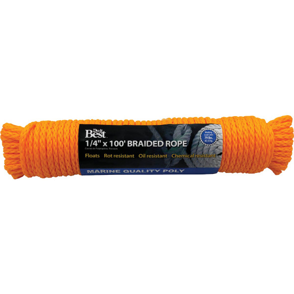 Do it Best 1/4 In. x 100 Ft. Yellow Braided Polypropylene Packaged Rope 729590
