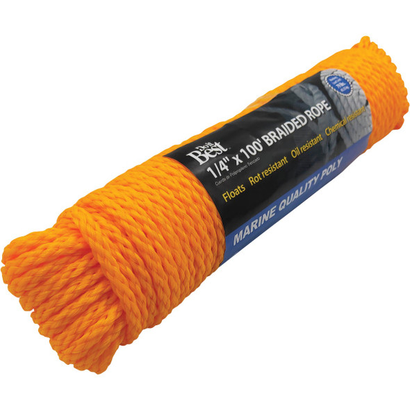 Do it Best 1/4 In. x 100 Ft. Yellow Braided Polypropylene Packaged Rope Do it Best 1/4 In. x 100 Ft. Yellow Braided Polypropylene Packaged Rope