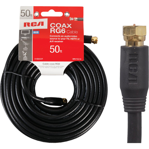 RCA 50 Ft. Black Digital RG6 Coaxial Cable VHB655R