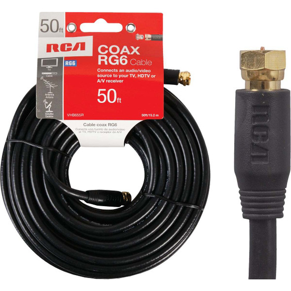 RCA 50 Ft. Black Digital RG6 Coaxial Cable VHB655R