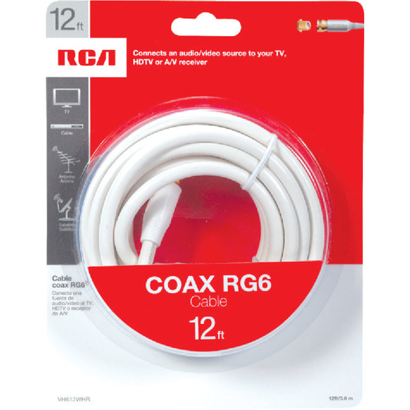 RCA 12 Ft. White Digital RG6 Coaxial Cable VH612WHR