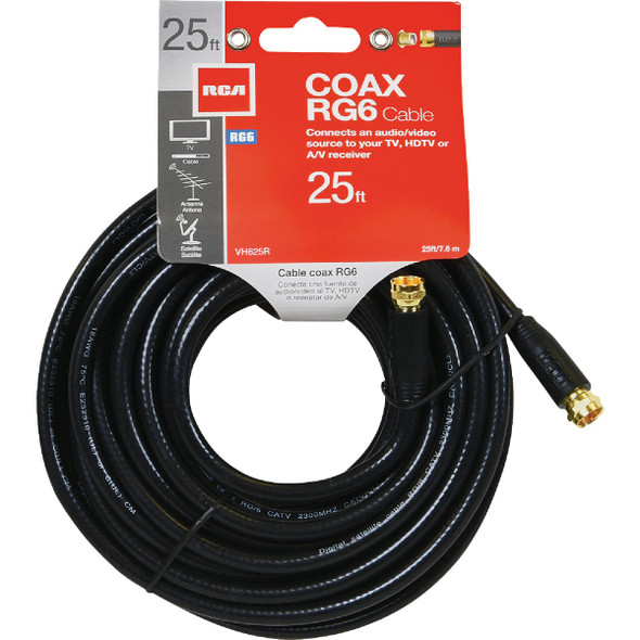 RCA 25 Ft. Black Digital RG6 Coaxial Cable VH625R