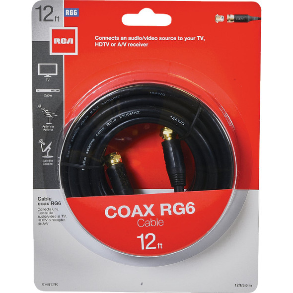 RCA 12 Ft. Black Digital RG6 Coaxial Cable VH612R