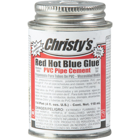 Christy's 4 Oz. Low VOC Red Hot Blue Glue PVC Cement 505200