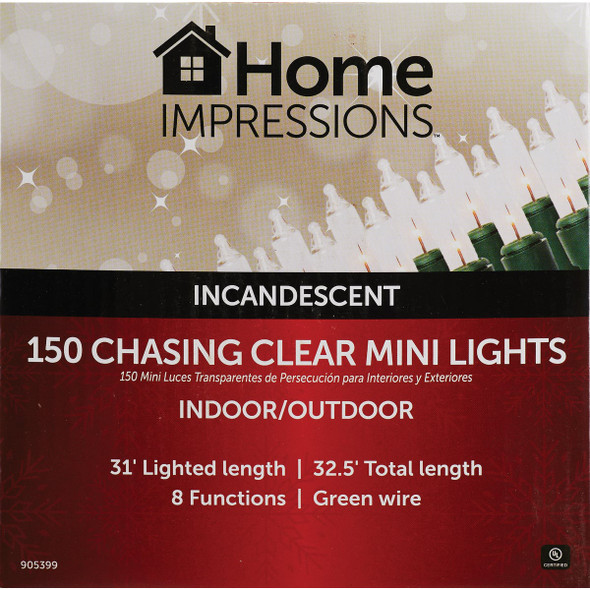 Home Impressions Clear 150-Bulb Mini Incandescent Chasing Light Set