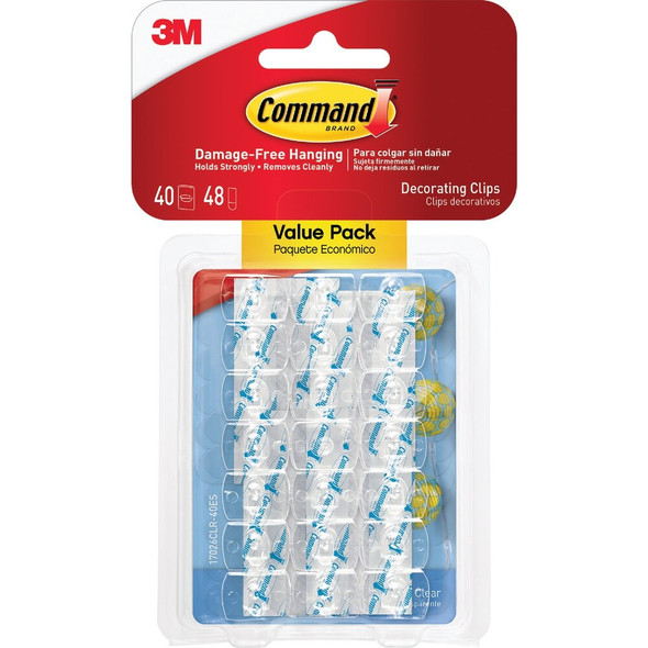Command Clear Decorating Clips Value Pack, 40 Clips, 48 Strips 17026CLR-40ES 241090