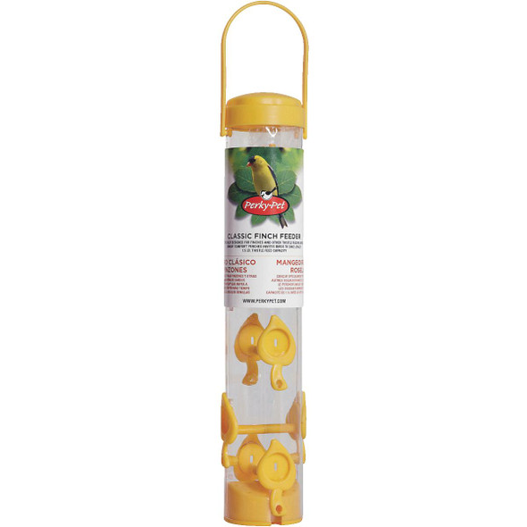 Perky-Pet Classic  14-1/2 In. 1.5 Lb. Capacity Yellow Nyjer Seed Finch Thistle Feeder Perky-Pet Classic  14-1/2 In. 1.5 Lb. Capacity Yellow Nyjer Seed Finch Thistle Feeder