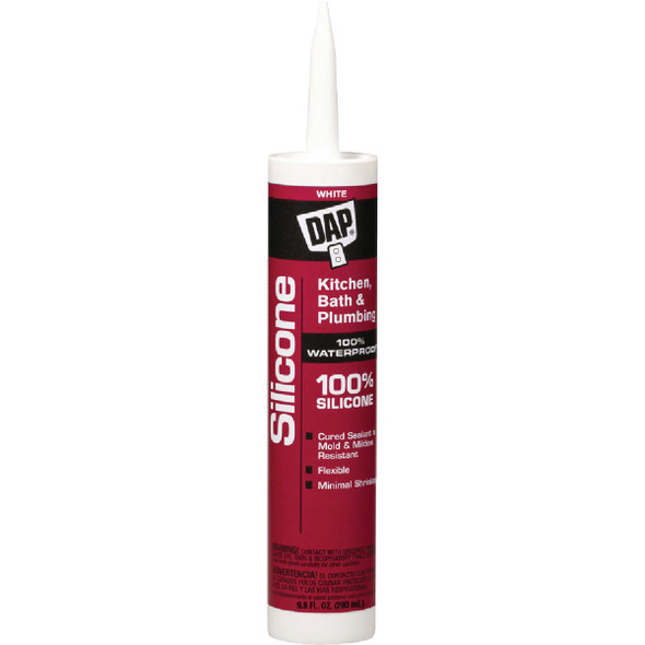 DAP 9.8 Oz. Kitchen And Bath 100% Silicone Sealant, White 7079808640