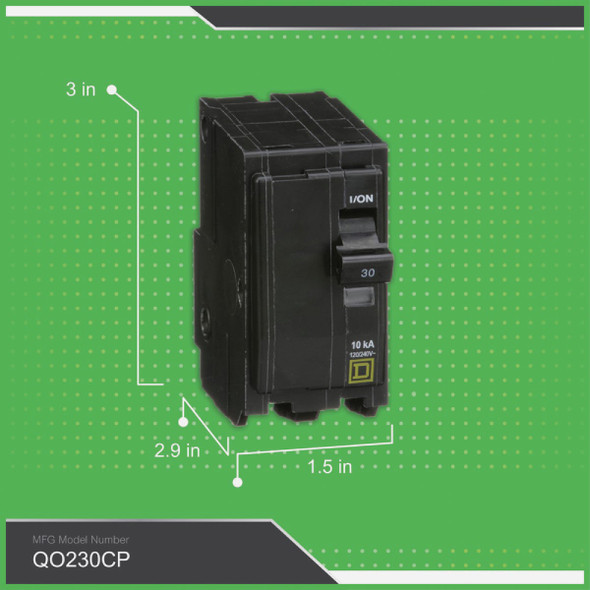 Square D QO 30A Double-Pole Standard Trip Circuit Breaker QO230CP 528272
