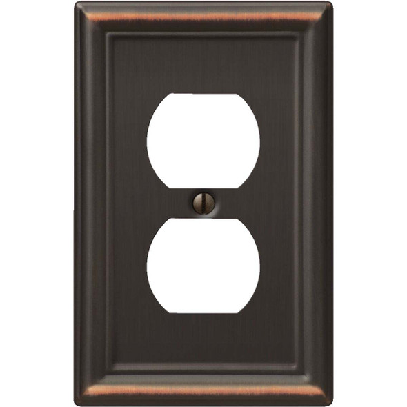 Amerelle Chelsea 1-Gang Stamped Steel Outlet Wall Plate, Aged Bronze 149DDB