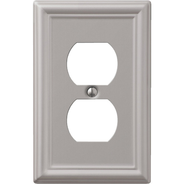Amerelle Chelsea 1-Gang Stamped Steel Outlet Wall Plate, Brushed Nickel 149DBN