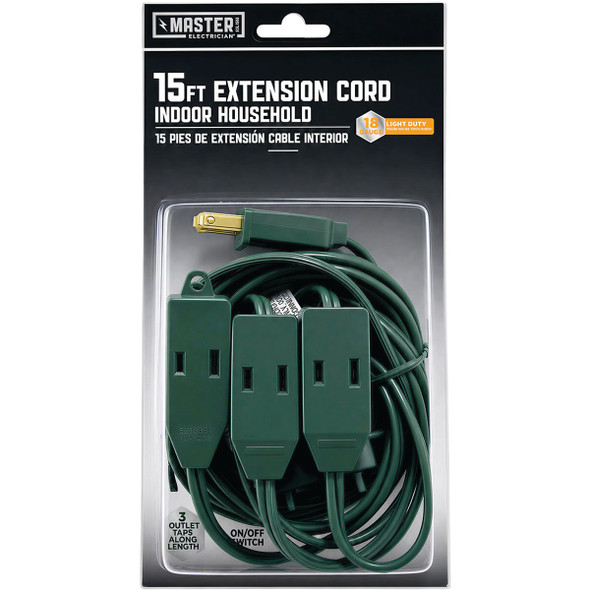 Master Electrician 15 Ft. 18/2 Christmas Tree Extension Cord XM-PT2182-15X-GR